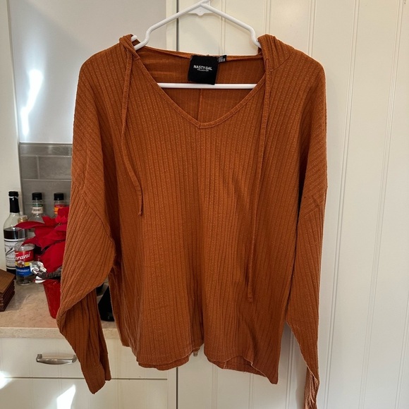 Nasty Gal Sweaters - Nasty Gal Rust Hooded Sweater